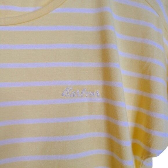 BARBOUR Top Womens US 6 Yellow and White Striped Causeway Shirt Short Sleeve Tee - Picture 4 of 8